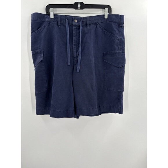 Polo Ralph Lauren Navy Linen Blend Drawstring Cargo Shorts Size XLARGE EUC - Picture 7 of 10